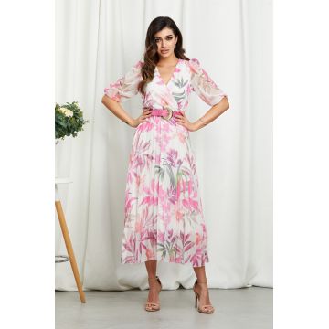 Rochie Cryna Ciclam Floral