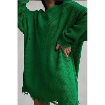 Rochie Dama Cu Maneca Lunga Verde model cu Gauri S-M (36-38)