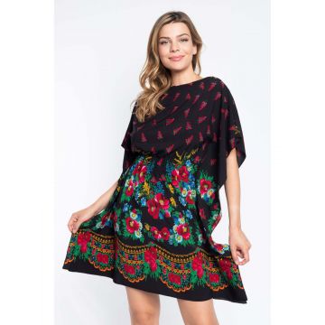 Rochie dama negru cu model tip folclor S (36)