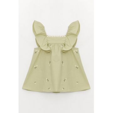 Rochie evazata cu broderii florale