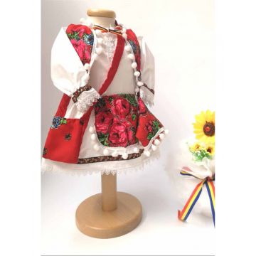 Rochie fete Dalia cu traista si vesta 0-3 Luni (56-62 cm)