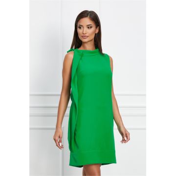 Rochie LaDonna verde cu volanas si inchidere cu nasturi