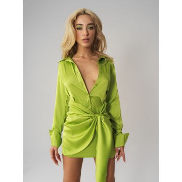 Rochie lime tip camasa cu detaliu in talie S (36)