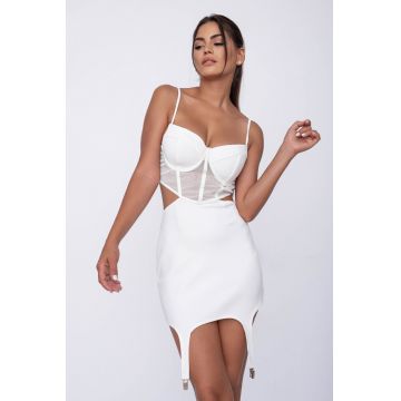 Rochie mini alba cu corset M (38)
