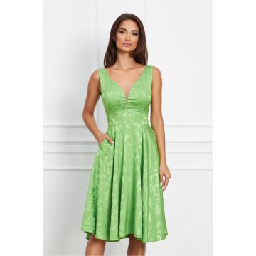 Rochie Moze verde fara maneci cu imprimeu discret