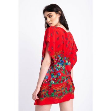 Rochie rosie pentru dama cu model tip folclor L (40)