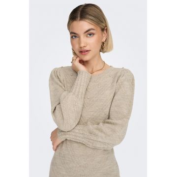 Rochie tricotata fin cu maneci bufante