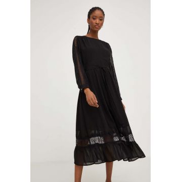 Answear Lab rochie culoarea negru, midi, evazati