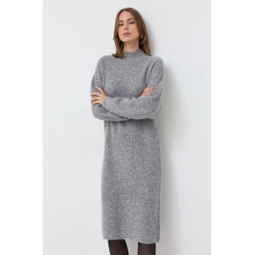 Boss Orange rochie din amestec de lana BOSS ORANGE culoarea gri, mini, drept