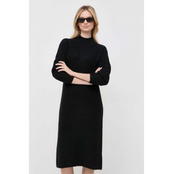 Boss Orange rochie din amestec de lana BOSS ORANGE culoarea negru, mini, drept