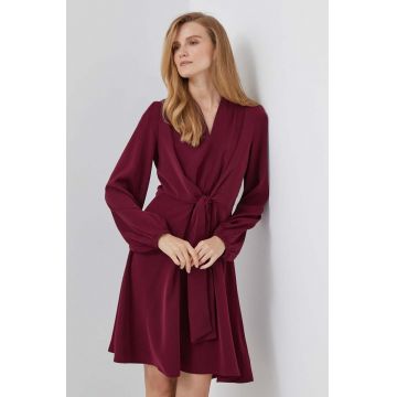 Dkny rochie culoarea bordo, mini, mulata