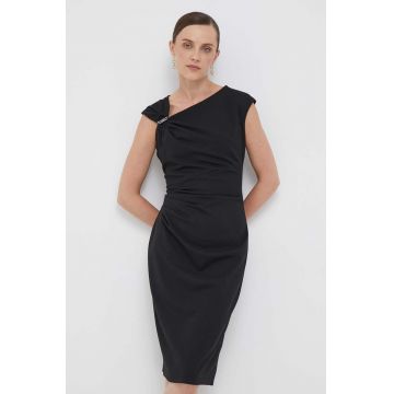 Dkny rochie culoarea negru, midi, drept