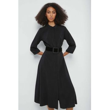 Medicine rochie culoarea negru, midi, evazati