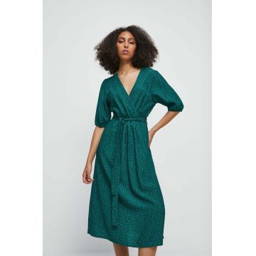Medicine rochie culoarea verde, midi, evazati