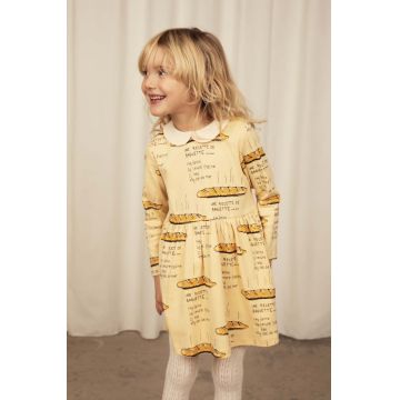 Mini Rodini rochie din bumbac pentru copii culoarea galben, mini, evazati