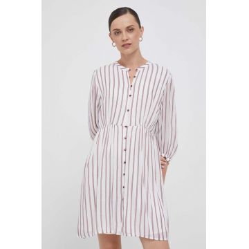 Pepe Jeans rochie culoarea alb, mini, evazati