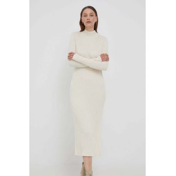 Pepe Jeans rochie culoarea bej, maxi, drept