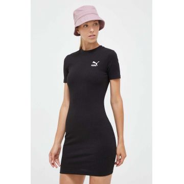 Puma rochie culoarea negru, mini, mulata