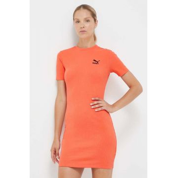 Puma rochie culoarea portocaliu, mini, mulata