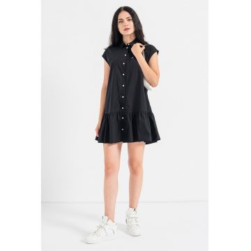 Rochie-camasa de bumbac organic cu buzunar pe piept