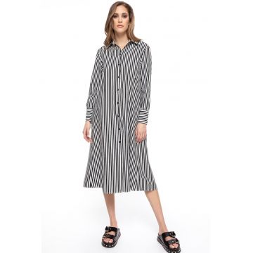 Rochie-camasa midi cu model in dungi