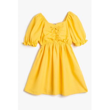 Rochie cu maneci bufante - din amestec de in