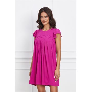 Rochie Dy Fashion fucsia scurta din voal