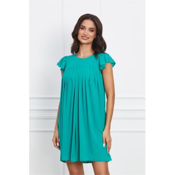 Rochie Dy Fashion turcoaz scurta din voal