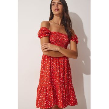 Rochie evazata cu model floral