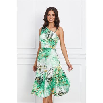 Rochie LaDonna verde cu animal print