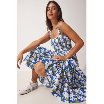 Rochie maxi evazata cu model floral