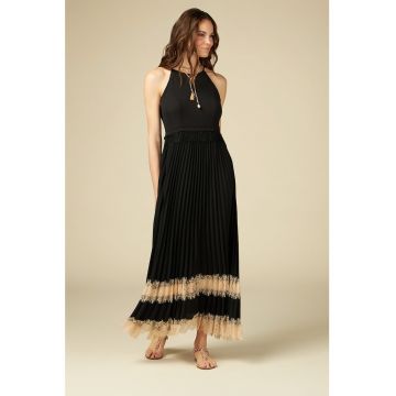 Rochie maxi halter cu pliuri