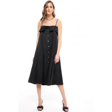 Rochie midi evazata cu bretele ajustabile