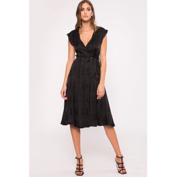 Rochie midi satinata cu decolteu in V