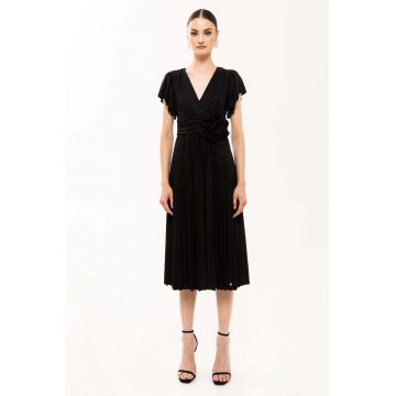 Rochie midi stralucitoare cu decolteu in V