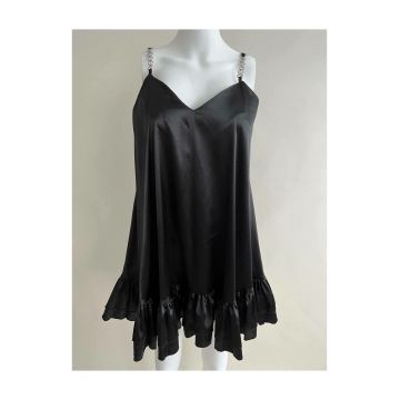 Rochie Scurta de Dama, in Bretele Subtiri, Isolda , Neagra