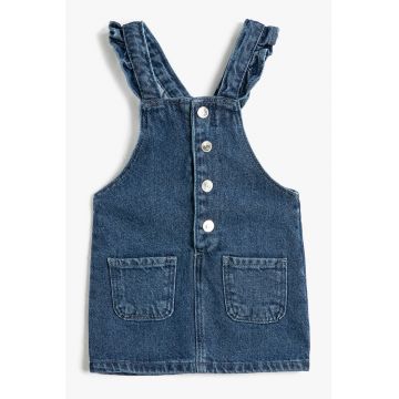 Sarafan de denim cu buzunare aplicate
