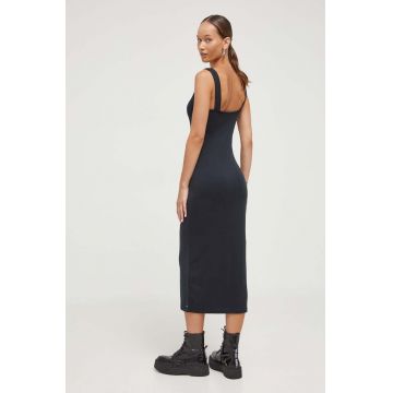 Superdry rochie culoarea negru, midi, mulata