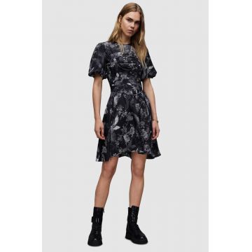 AllSaints rochie ALI PEGGY DRESS culoarea negru, mini, evazati