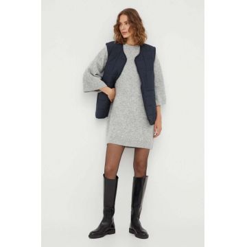 Drykorn rochie din lana culoarea gri, mini, oversize