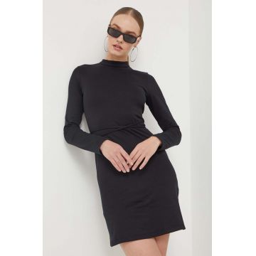 HUGO rochie din bumbac culoarea negru, mini, mulata