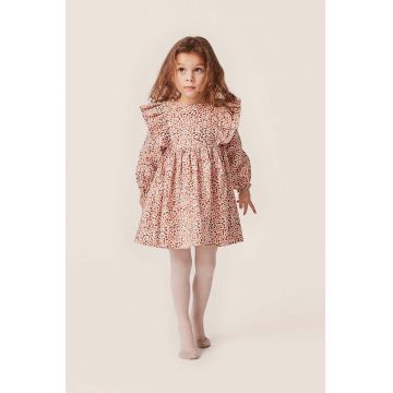 Konges Sløjd rochie din bumbac pentru copii culoarea roz, mini, evazati