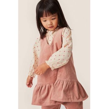 Konges Sløjd rochie din bumbac pentru copii culoarea roz, mini, evazati