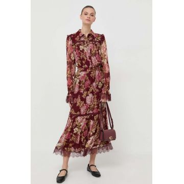 Luisa Spagnoli rochie culoarea bordo, maxi, evazati