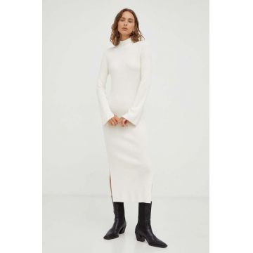 Marc O'Polo rochie din lana culoarea bej, midi, mulata