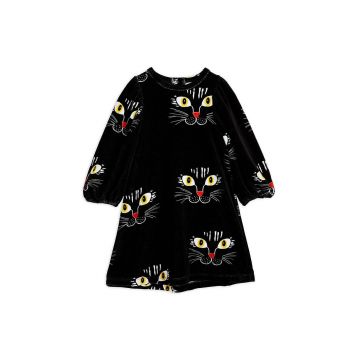 Mini Rodini rochie din bumbac pentru copii culoarea negru, mini, evazati