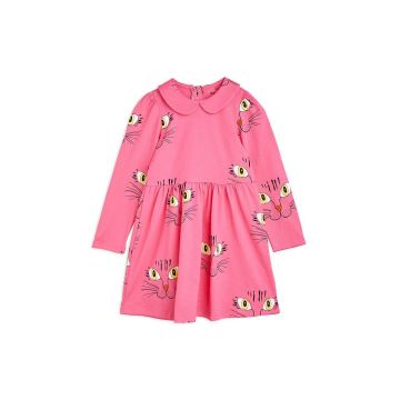 Mini Rodini rochie din bumbac pentru copii culoarea roz, mini, evazati