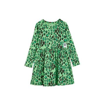Mini Rodini rochie din bumbac pentru copii culoarea verde, mini, evazati