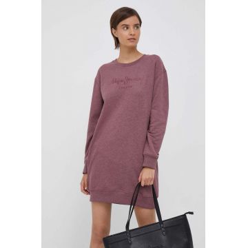 Pepe Jeans rochie Britney culoarea bordo, mini, oversize