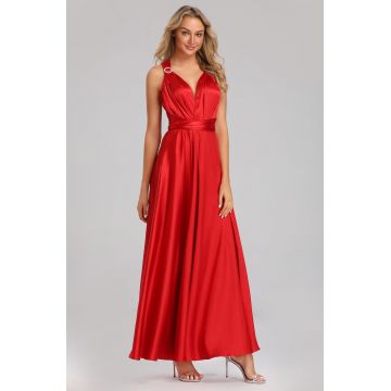 Rochie Amelie, Silky Satin Fabric, Passional red